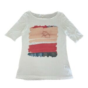 t.la Anthropologie T Shirt Women's XS White Mirim Seo‎ Art Print Made In USA